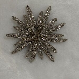 Vintage Starburst Flower Rhinestones Brooch